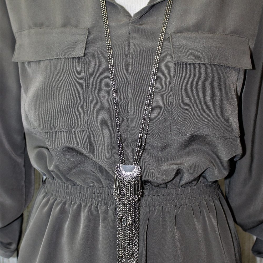 Silver 3-Strand Necklace w/tassel pendant